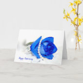 Blaue Rose mit Perlen und Herz Karte (Gelbe Blume)