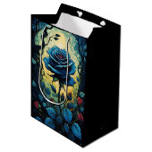 Blaue Rose Mittlere Geschenktüte (Vorderseite Schrägansicht)