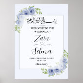Blaue Rose muslimische Hochzeitplakette Poster (Vorne)