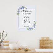 Blaue Rose muslimische Hochzeitplakette Poster (Küche)