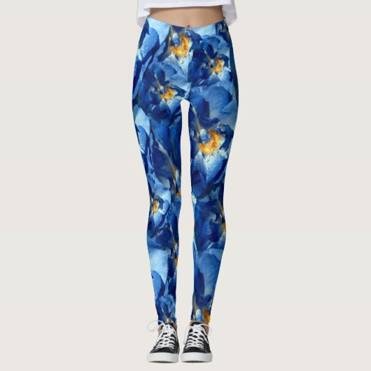 Blaue Rose, Muster für Blumenmuster, kundenspezifi Leggings (Vorderseite)