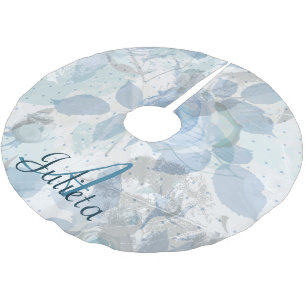 Blaue Rose Muster Luxus Monogram Polyester Weihnachtsbaumdecke