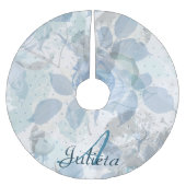 Blaue Rose Muster Luxus Monogram Polyester Weihnachtsbaumdecke (Vorderseite)