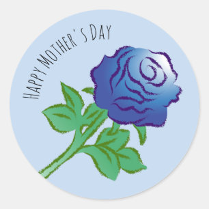 Blaue Rose Muttertag Runder Aufkleber