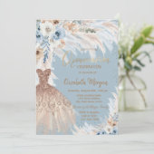 Blaue Rose Pampas Grass Dress Light Blue Einladung (Stehend Vorderseite)