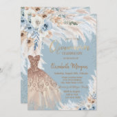 Blaue Rose Pampas Grass Dress Light Blue Einladung (Vorne/Hinten)