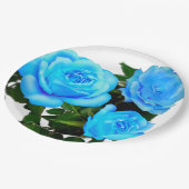 Blaue Rose Pappteller (Schrägansicht)