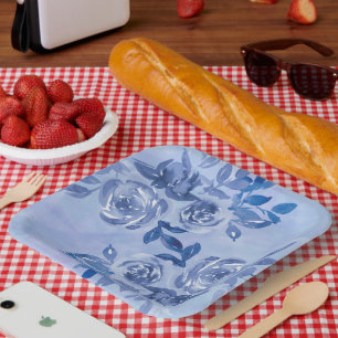 Blaue Rose Pappteller