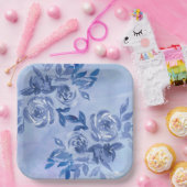 Blaue Rose Pappteller (Party)