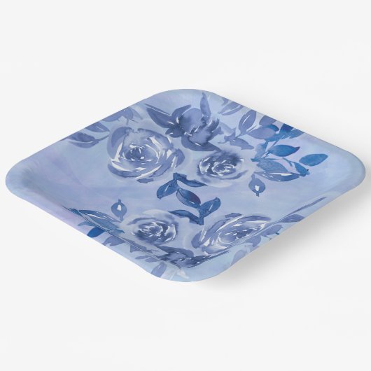 Blaue Rose Pappteller (Gewinkelt)