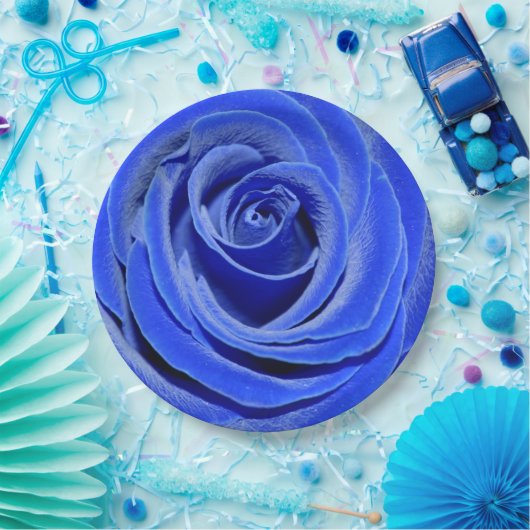 Blaue Rose Pappteller (Party)