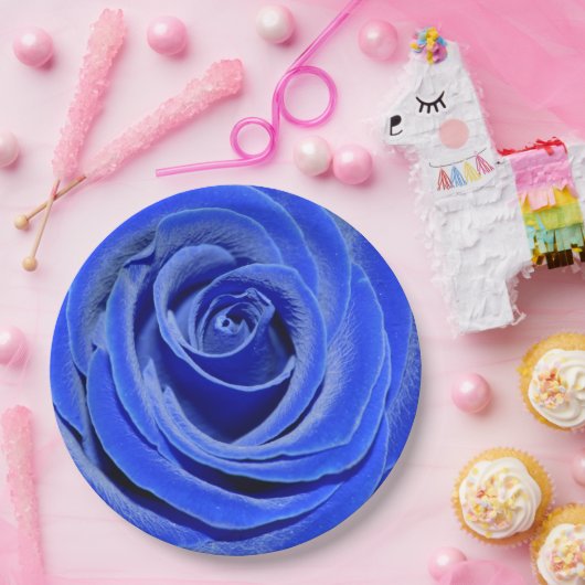 Blaue Rose Pappteller (Party)