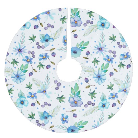 Blaue Rose Polyester Weihnachtsbaumdecke (Vorderseite)