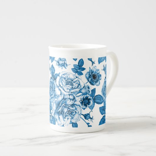 Blaue Rose Porzellantasse (Vorderseite Rechts)