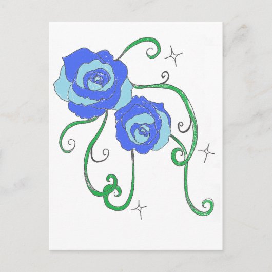 Blaue Rose Postkarte (Vorderseite)