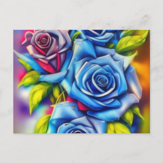 Blaue Rose Postkarte