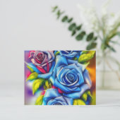 Blaue Rose Postkarte (Stehend Vorderseite)