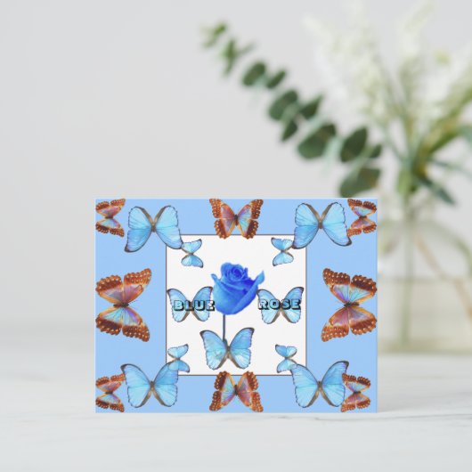 BLAUE ROSE! Postkarte (Stehend Vorderseite)