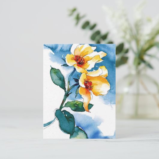 blaue Rose Postkarte (Stehend Vorderseite)