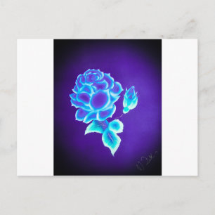 Blaue Rose Postkarte