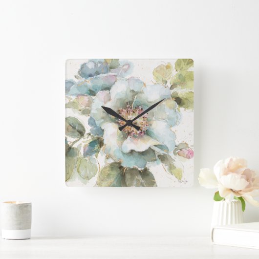 Blaue Rose Quadratische Wanduhr (Zuhause)