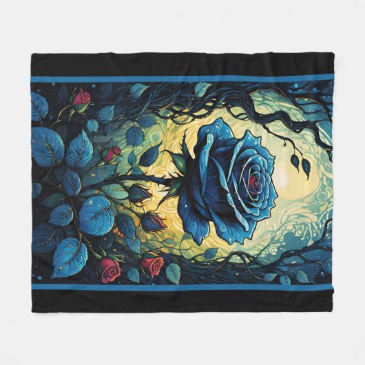 Blaue Rose Reben 1 Fleecedecke (Vorderseite (Horizontal))