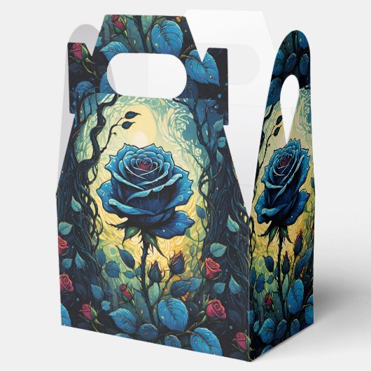 Blaue Rose Reben 1 Gabel Geschenkschachtel (Geöffnet)