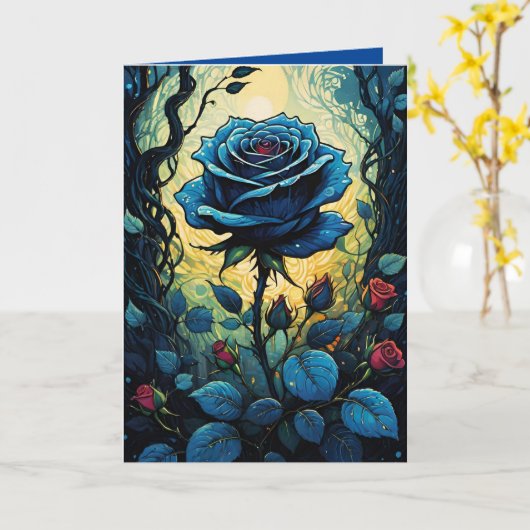Blaue Rose Reben 1 Karte (Gelbe Blume)