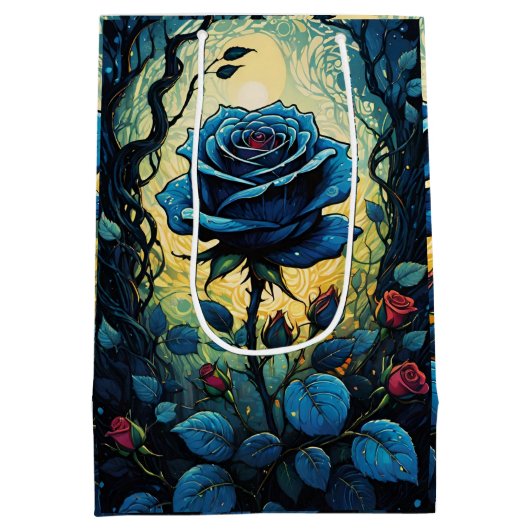 Blaue Rose Reben 1 Mittlere Geschenktüte (Rückseite)