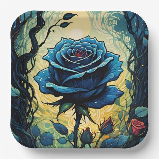 Blaue Rose Reben 1 Pappteller (Vorderseite)