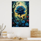 Blaue Rose Reben 1 Poster (Küche)