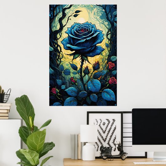 Blaue Rose Reben 1 Poster (Heimbüro)
