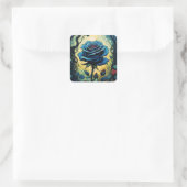 Blaue Rose Reben 1 Quadratischer Aufkleber (Tasche)