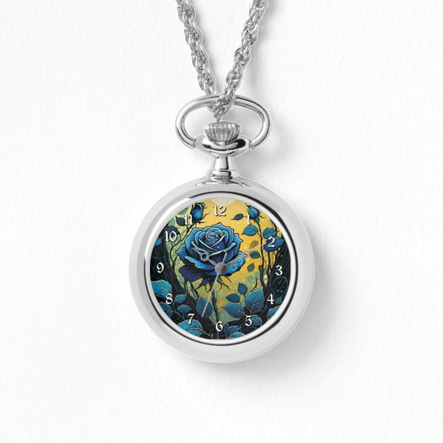 Blaue Rose Reben 2 Armbanduhr (Vorderseite)