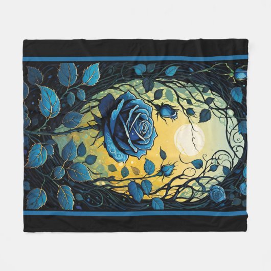 Blaue Rose Reben 2 Fleecedecke (Vorderseite (Horizontal))