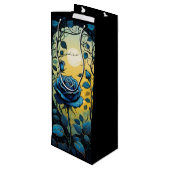 Blaue Rose Reben 2 Geschenktüte Für Weinflaschen (Rückseite Schrägansicht)