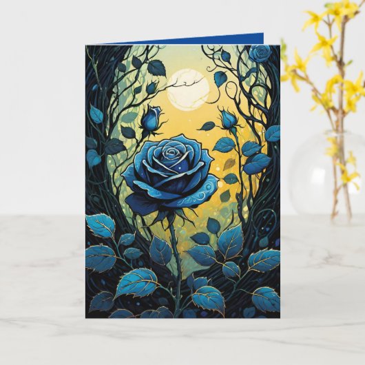 Blaue Rose Reben 2 Karte (Gelbe Blume)