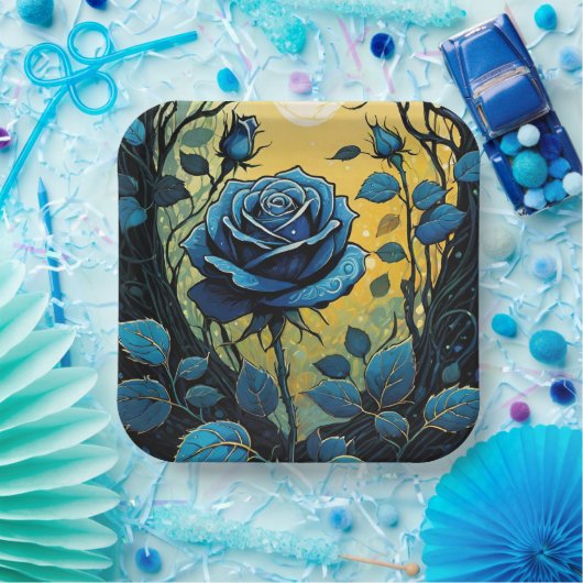 Blaue Rose Reben 2 Pappteller (Party)