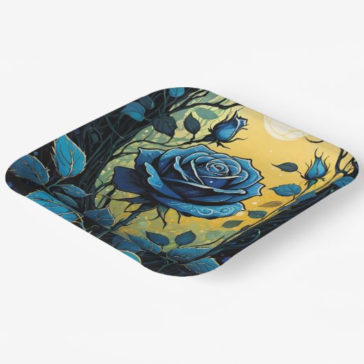 Blaue Rose Reben 2 Pappteller (Gewinkelt)