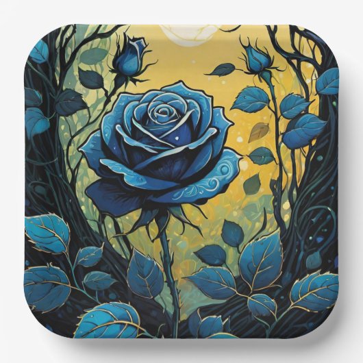 Blaue Rose Reben 2 Pappteller (Vorderseite)