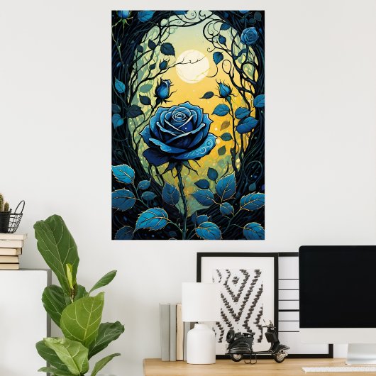 Blaue Rose Reben 2 Poster (Heimbüro)