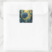 Blaue Rose Reben 2 Quadratischer Aufkleber (Tasche)