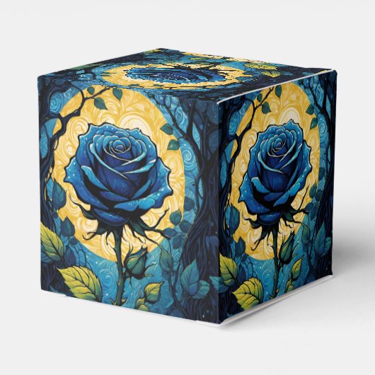 Blaue Rose Reben 3 Herz Geschenkschachtel (Rückseite)