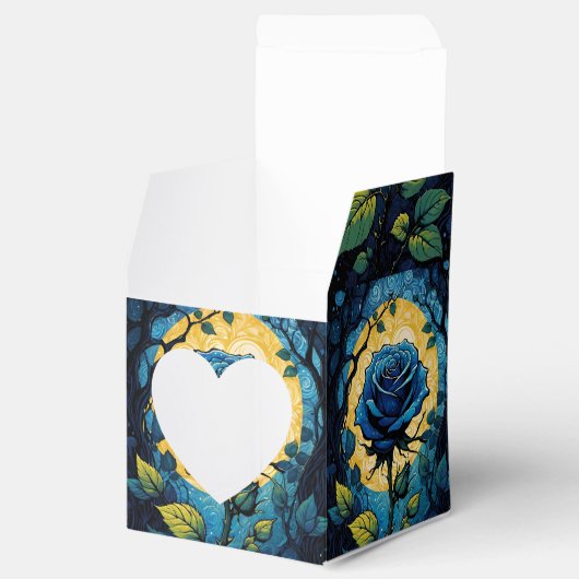 Blaue Rose Reben 3 Herz Geschenkschachtel (Geöffnet)