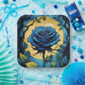 Blaue Rose Reben 3 Pappteller (Party)