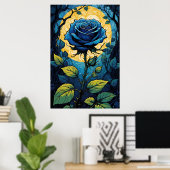 Blaue Rose Reben 3 Poster (Heimbüro)