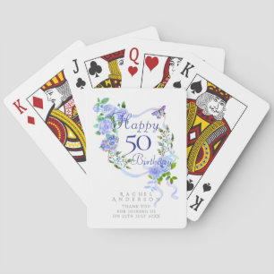 Blaue Rose Ribbon 50. Geburtstag Spielkarten