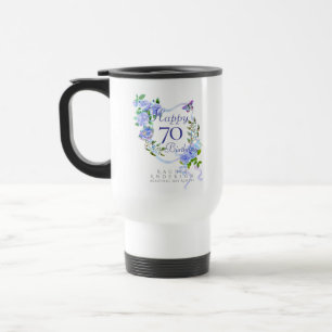 Blaue Rose Ribbon 70. Geburtstag Reisebecher