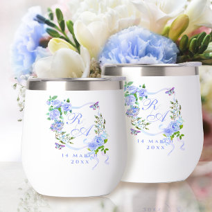 Blaue Rose-Ribbon-Monogramm