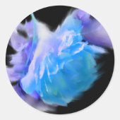 Blaue Rose, romantisches florales Aquarell Klassis Runder Aufkleber (Vorderseite)